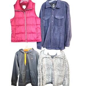 Men's Large L 42 44 Coats Jackets Vest Hoody Shirt Wholesale Bulk Lot of 4